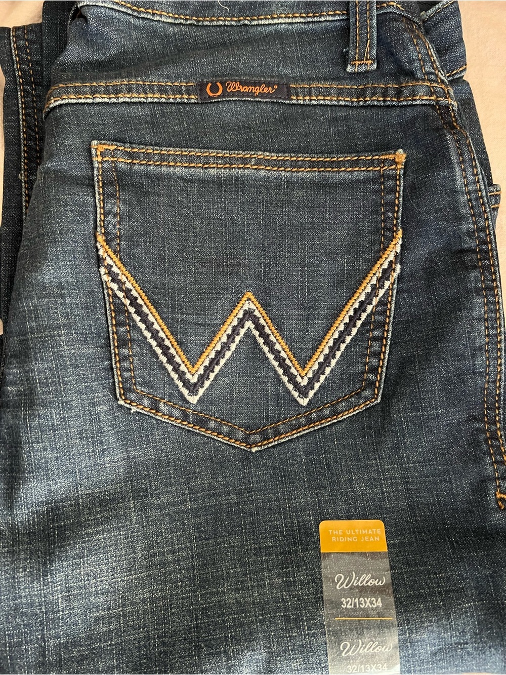 Willow Women's Boot Cut Jeans in Dark Blue with Contrast Stitching